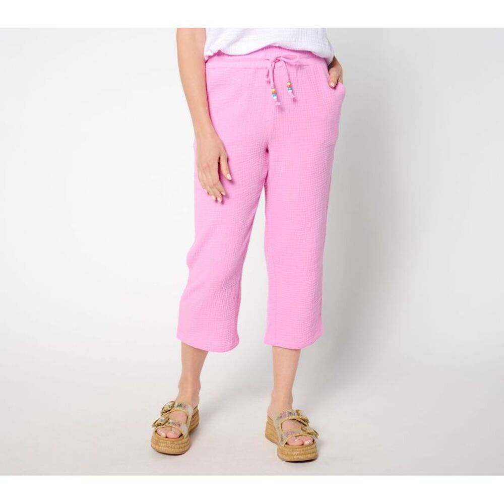 Liberare Women's Plus Sz Pants 2X Color Crush Cropped Pant Pink A648043